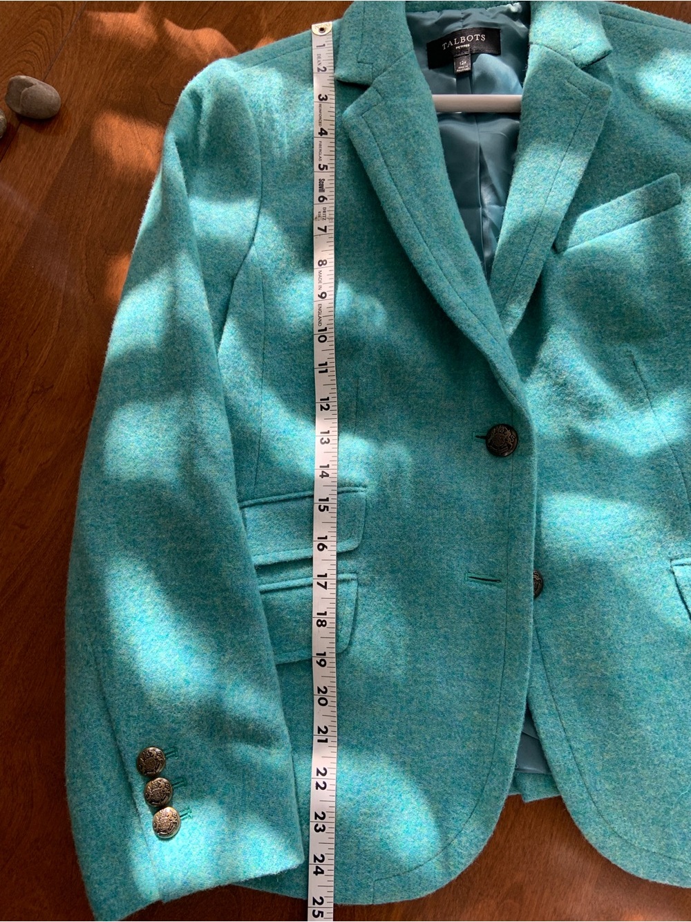 Talbots Teal Wool-Blend Women’s Blazer Classic Tailored Jacket - Picture 3 of 16